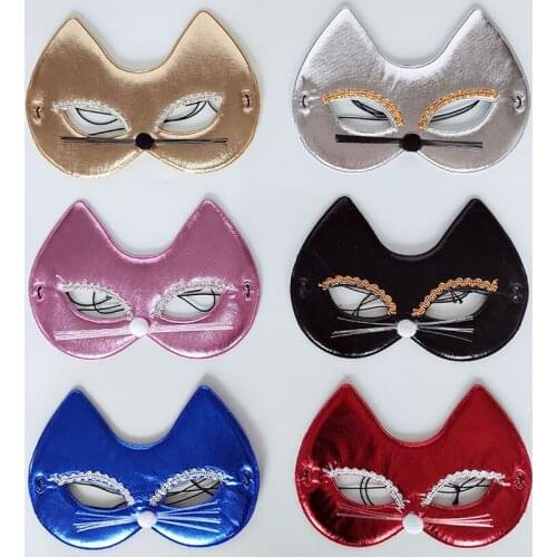 24pcs Children Adult Animal Cat Mask Birthday Wedding Party Holiday Performance Cute Dress Up Black Silver Red Anime Cosplay