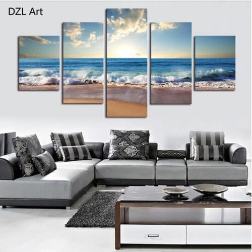5 Panels(No Frame) Blue sea water Picture Modern Wall Decor Print on Canvas Oil Painting Canvas Painting