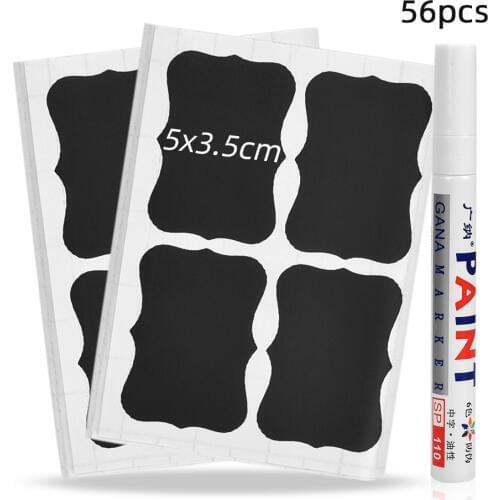 56pcs Spices Stickers Jars for Spices Removable Pantry Containers Organizer Storage Jars Jam Stickers Blackboard Sticker Labels