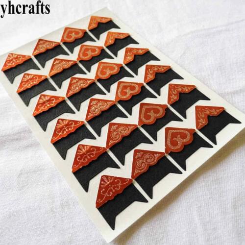9 Sheets(216 stickers)/Lot,silver glitter orange corner black board picture corner stickers Scrapbook kits DIY photo album OEM