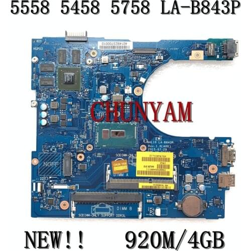 Brand NEW I5-5200U 920M/4GB FOR Dell INSPIRON 5458 5558 5758 Laptop Motherboard LA-B843P CN-0149M4 149M4 Mainboard