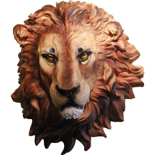 AFRICAN LION HEAD FIGURINE WALL DECOR 3D ANIMAL HEAD RESIN LION KING ART SCULPTURE HOME WALL HANGING DECORATION R2717