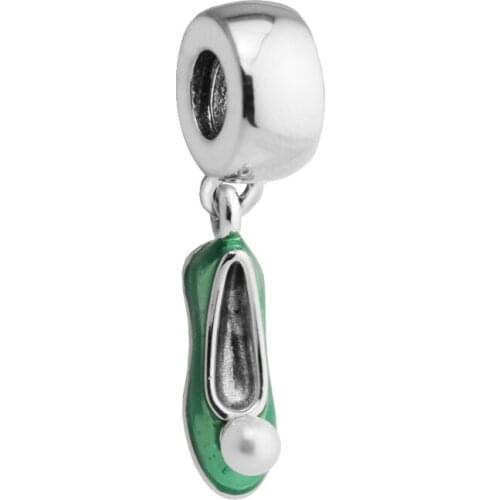 Tinker Bells Shoe White Pearl Silver Beads For Jewelry Making Fits European Bracelets Sterling Silver Jewelry Woman DIY