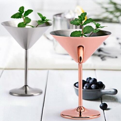 220ml Stainless Steel Wine Glass High Anti-rust Exquisite Integrated Champagne Glass for Bar Stainless steel single layer goblet