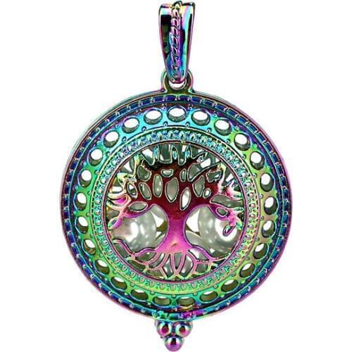 C966 5pcs/lot COLORS Big Round Magnet Tree Beads Cage Pendant Locket Fairytale Party Essential Oil Diffuser