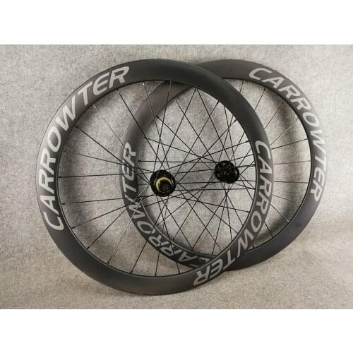 Silve logo Black CARROWTER Disc wheelset UD Matte Clincher 60mm Disk carbon road bike wheels 23mm width 6 Bolt Lock In Stock