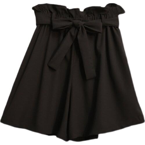 Black Chiffon Wide-Legged Plus Size 5Xl Large Fashion Zevity Basic High Waist Summer WomenS Casual Cycling Clothing Shorts 2021