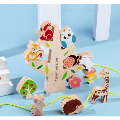 Wooden Forest Balanced String Music Animal Balanced String Beads Building Blocks Early Childhood Educational Toys