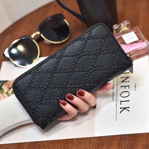 Long Wallet Women Purses Fashion Designer Hollow Embossed Lingge Wallet Lady Clutch Wallet Multi-card Purse Portefeuille