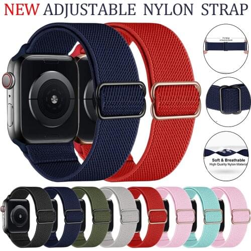 Elastic Nylon Strap for Apple Watch Series 6 5 Se 4 3 Adjustable Wrist Band for IWatch 38mm 42mm 44mm 40mm Bracelet Sport Bands
