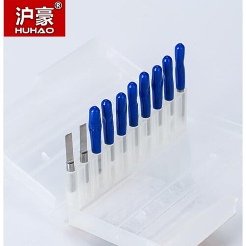 HUHAO 10pcs/lot TOP Quality 3.175mm Parallel Carbide PCB Engraving Bit 1.0mm -3.0mm Tungsten end mill CNC Milling Cutter