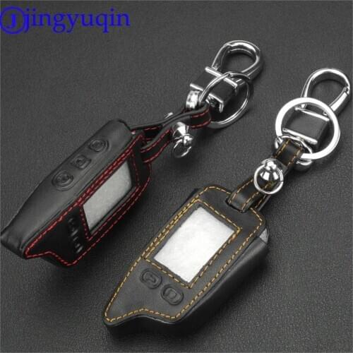 Jingyuqin For Tomahawk TW9010 TW9020 TW9030 Two Way Alarm System LCD Controller Keychain 5 Buttons Remote Leather Key Cover Case