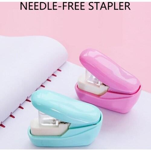 Students Stationery Nail Free Stapler Stapleless Safe Staplers 5 Sheets Capacity for Paper Binding Office Supplies Stapling Tool