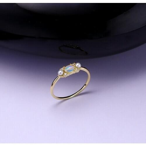 UBESTNICE Original Design 9K Yellow Gold Natural White Opal Vintage Simple Court Fine Jewelry Freshwater Pearls Rings For Women