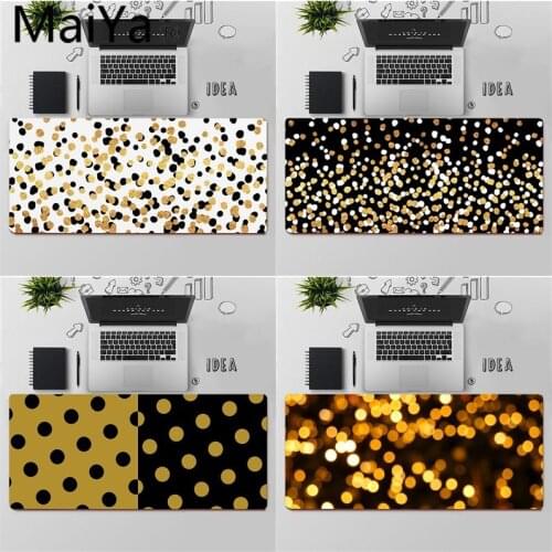 Maiya Floating Dots Black and Gold on White Natural Rubber Gaming mousepad Desk Mat Free Shipping Large Mouse Pad Keyboards Mat