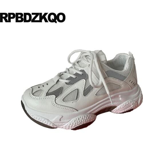 Flats trainers women mesh sneakers muffin creepers platform shoes elevator cheap white thick sole shallow breathable lace up