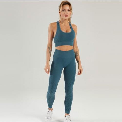 LANTECH Women Sports Suits Set Yoga Sets Squat Squat Gym Fitness Pants Leggings Bra Clothes Seamless Sportswear Sports Active