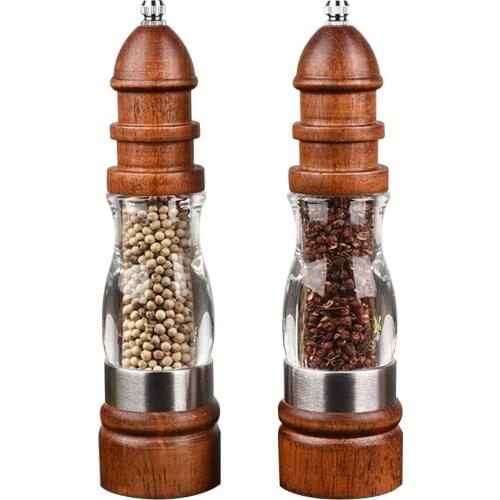 Schnesland Salt and Pepper Grinder Adjustable Ceramic Sea Salt and Pepper Spice Mill 2PCS/Set