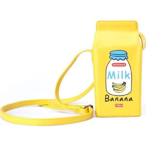Cute Drink Box Bag Women Shoulder Bags Lovely Milk Cartoon Printing Crossbody Bag Lady Designer Small Coin Phone Purses Female
