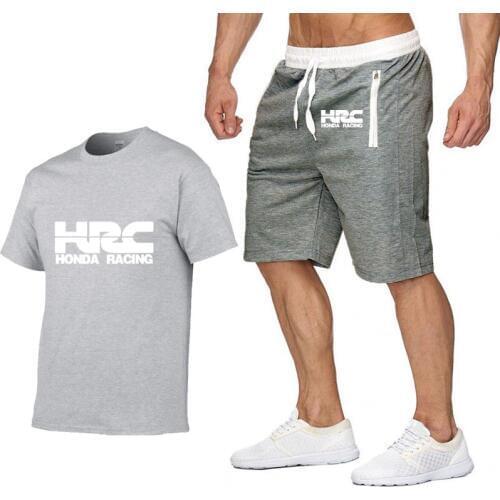 Mens Short sleeve HRC race motorcycle Summer Mens t Shirt Hip Hop T-Shirt high quality Cotton T Shirts pants suit Sportswear