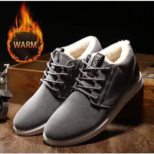 Man Shoes Suede Footwear Lace-Up 2020 New Winter Men Ankle Boots Men Snow Boots Round Toe With Fur Keep Warm Men Casual Shoes Y