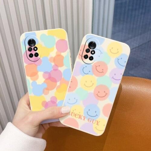 Funny Candy Smiley Liquid Silicone Soft Case For Huawei Nova 8 7 Pro SE 6 SE 5 Pro 5Z 5I 5Ipro 5T 4 4E Shockproof Phone Cover
