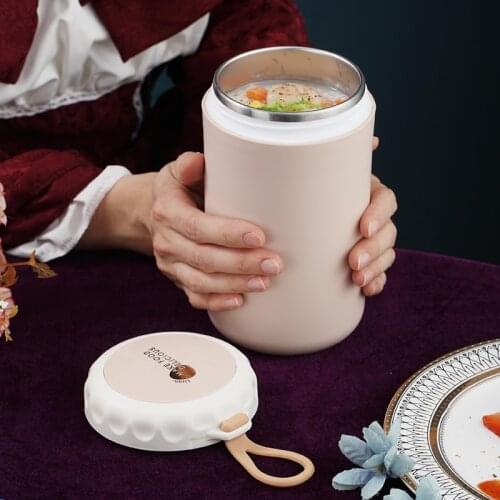 Newest Creative 750ml Stainless Steel Insulated Soup Cup Kitchen Breakfast Cup Soup Porridge Milk Cup For Student Journey 2021