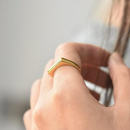 New Trendy Wide Square Knuckle Trendy Silver Finger Ring Minimalist Geometric Gold Ring for Women Adjustable Fine Jewelry