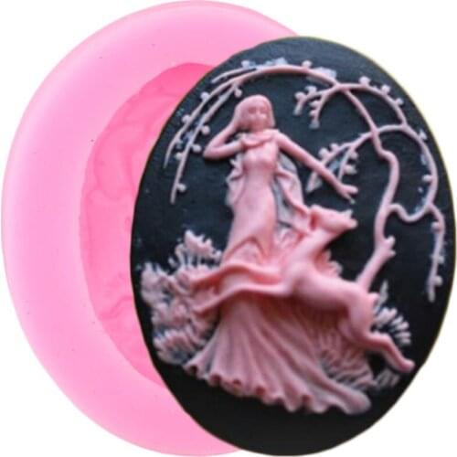 Deer And Girl Silicone Mold Cupcake Topper Fondant Molds Birthday Party Cake Decorating Tools Candy Chocolate Gumpaste Moulds