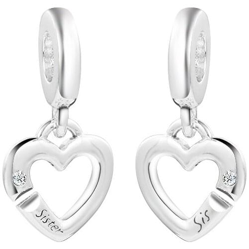 Original 925 Sterling Silver Linked Sister Hearts Split Dangle Charm Beads Women DIY Jewelry Gift Fit Pandora Bracelets Kralen