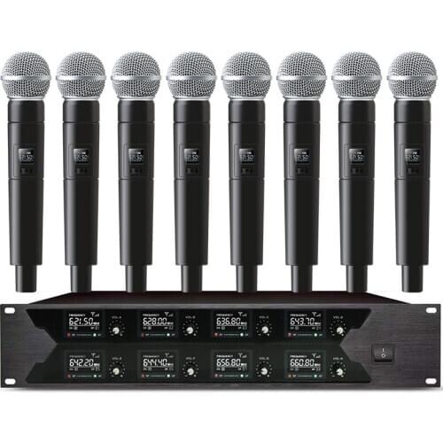 Professional wireless microphone 8 channel handheld microphone lavalier microphone for church outdoor activity stage microphone