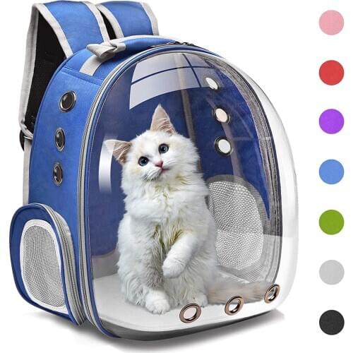 Outdoor travel backpack transparent space style pet backpack cat bag Cat bag breathable portable pet carry backpack cat and dog