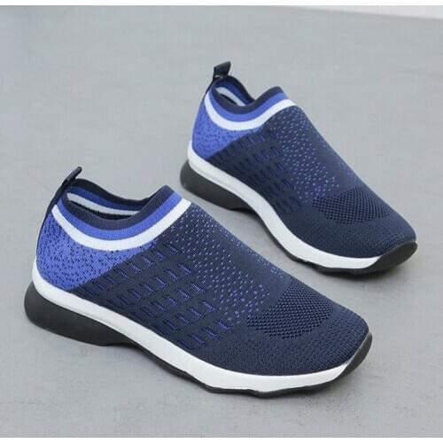 Size 43 Breathable Mesh Platform Sneakers Women Slip on Soft Ladies Casual Running Shoes Woman Knit Sock Shoes Flats