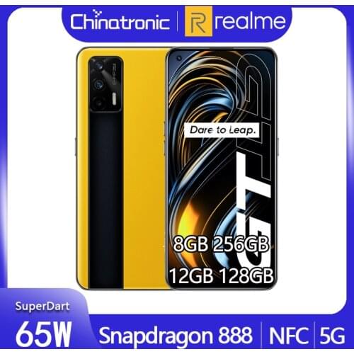 Realme GT 256GB Snapdragon 888 Octa Core 5G Mobile Phone 6.43"FHD+ 120Hz SuperAMOLED 65W Fast Charger WIFI 6 Android 11 NFC