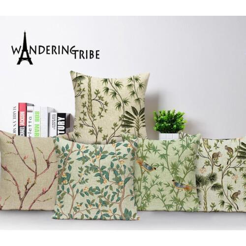 Tropical Jungle Throw Pillow Case Shabby Chic Flower Floral Cushion Cover Home Decor Sofa Bed Cushion Plant Bird Pillows Covers