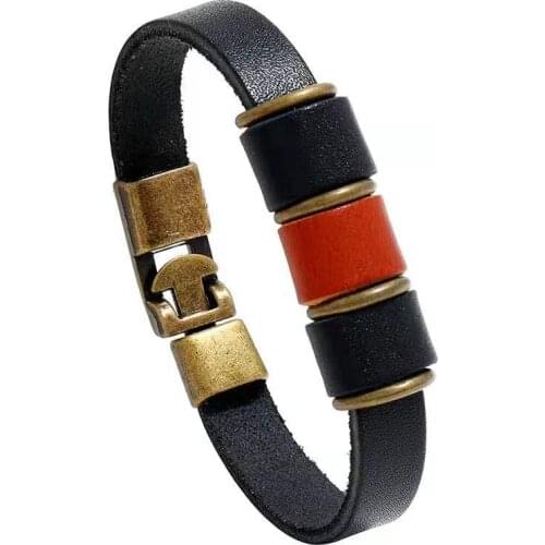 Vintage Punk Leather Bracelets for Men Black Cuff Wrap Wristband Bracelets&Bangles for Women Jewelry on Hand