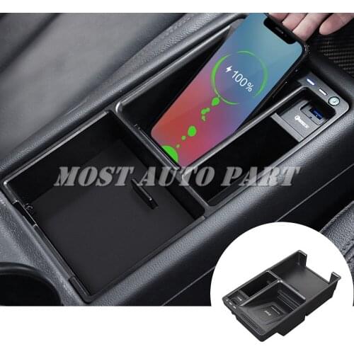 ABS Plastic Interior Center Console Storage Box Wireless Car Charger Trim For Audi A5 S5 2017-2021 1pcs