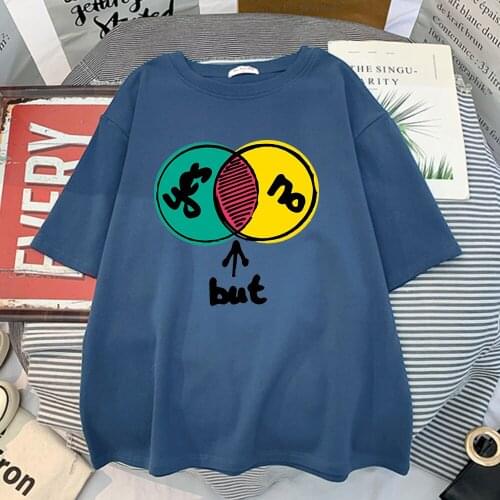 Yes But No Comics Funny Womens T-Shirt Street Trendy Summer 2021 T Shirt Hip Hop Casual Tshirts Harajuku Base Black Tee Women