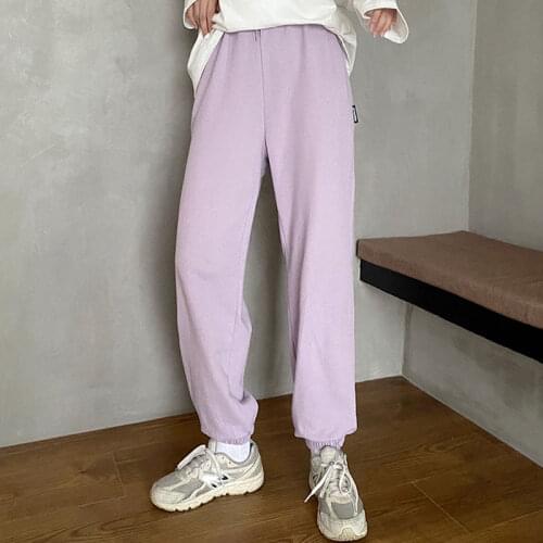 Women Sweatpants Pull-on Jogger Pants High Waist Full Length Cotton Trousers Ladies Casual Cozy Home Wear