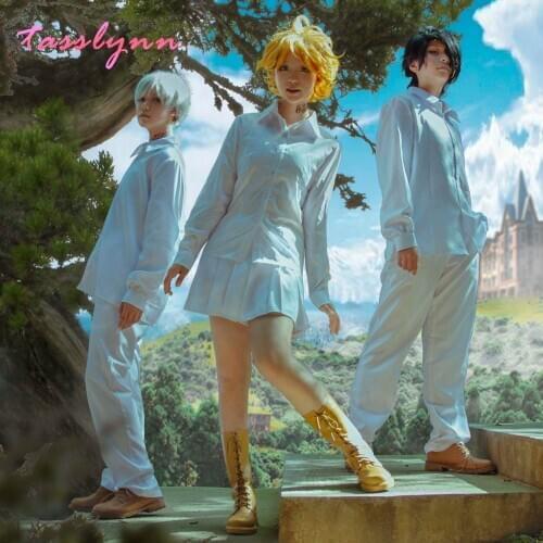 The Promised Neverland Cosplay Costume Student Uniform Emma Norman Ray Cosplay Wig Washable Tattoo Stickers High Quality