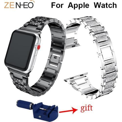 Womens watchband for iWatch Series 4 3 2 1 Rhinestone wrist bands for apple watch 40mm 44mm 42MM 38MM Bracelet watches straps
