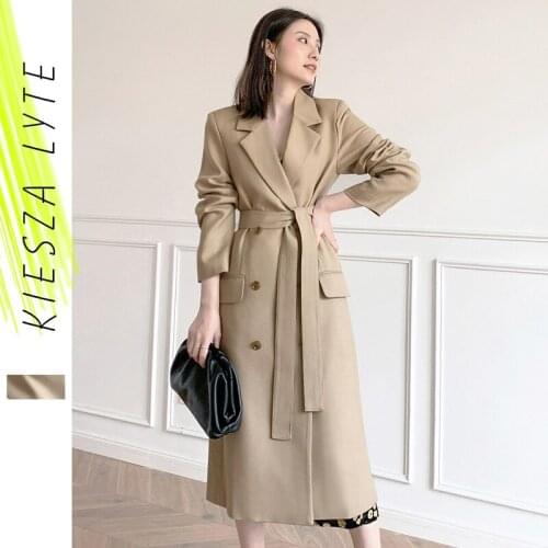Khaki Trench Coat Women 2021 New Spring Autumn Cassic Style Office Lady Belted Loose Long Windbreaker
