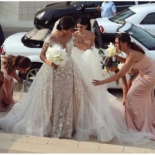 Video Robe De Mariee 2021 Lace Wedding Dresses Lace Dresses Vestido De Noiva Mariage Bridal Gown Luxurious Custom Make Dresses