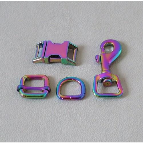 1Set/Lot 15mm Metal Hardware Straps Buckle D Ring Carabiner Hook Adjuster For Pet Dog Collar Leads Lobster Clasp DIY Accessory