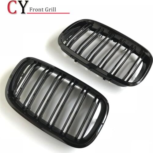 1 Pair Gloss Black Double Slat Kidney Grille Front Grill For BMW X5 E70 X6 E71 Car Styling Racing Grills 2007-2013