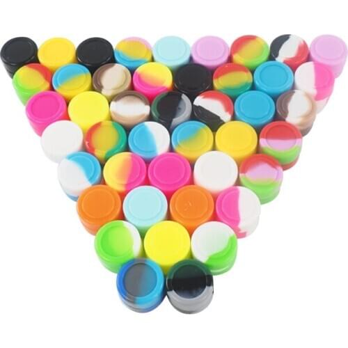 100 Silicone Storage Container Nonstick 2ML Food Safe Rasta Jar Glass Pltnm