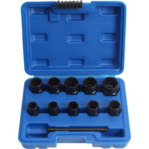 11Pcs Impact Damaged Bolt Nut Screw Remover Extractor Socket Tool Kit Removal Set Bolt Nut Screw Removal Socket Wrench