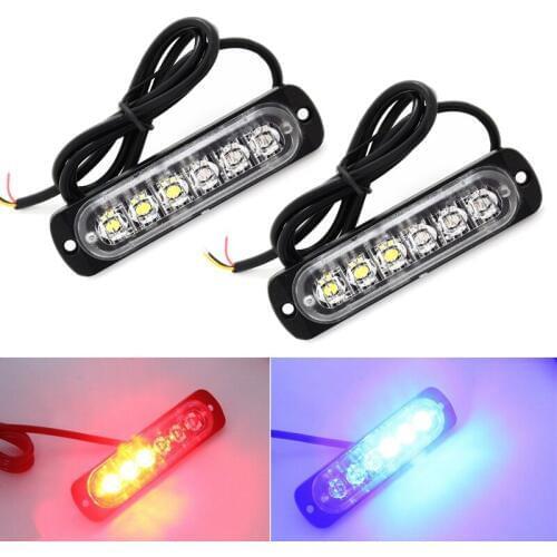 2PCS 12V Squad Car Engineering Ambulance Led Strobe Emergency Strobe Warning Light Truck Car Ultra-thin Grille Flashing Lightbar