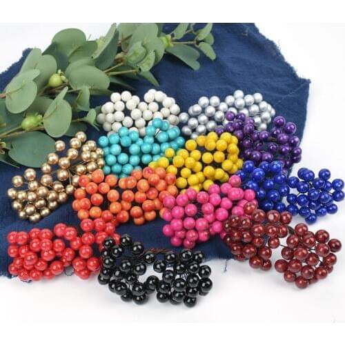 20PCS 1CM Double Heads Berry Stamen Artificial Flower for Wedding Home Party Decoration DIY Scrapbook Wreath Craft Fake Flower