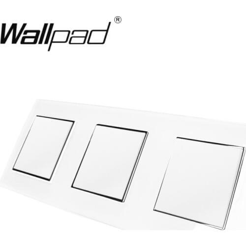 3 Gang Triple Frame EU Standard Wallpad Black Glass Push Button Light Power Switch 3pcs 1 gang 2 Way Switch with Claws
